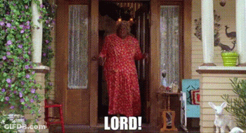 Woman In Red Dress Saying Lord GIF