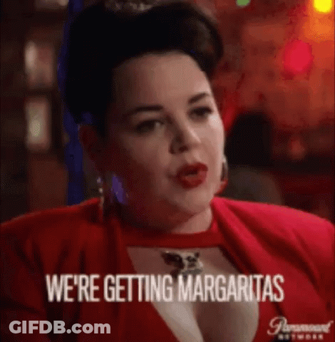 Woman In Red Dress Saying Margaritas GIF