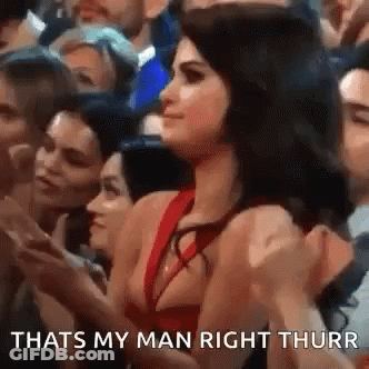 Woman In Red Dress Saying That's My Man Right Thurr GIF