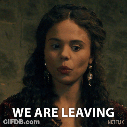 Woman In Red Dress Saying We Are Leaving Netflix GIF