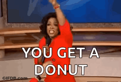 Woman In Red Dress Saying You Get A Donut GIF
