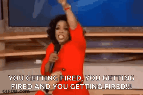 Woman In Red Dress Saying You Getting Fired GIF