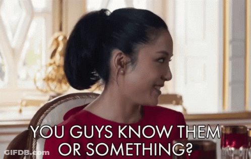 Woman In Red Dress Saying You Guys Know Them Or Something GIF
