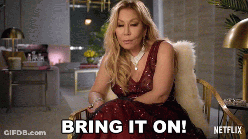 Woman In Red Dress Says Bring It On Netflix GIF