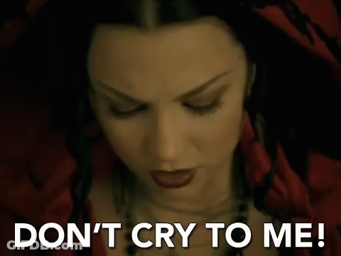 Woman In Red Dress Says Don't Cry To Me GIF