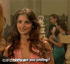 Woman In Red Dress Says Why Are You Smiling GIF
