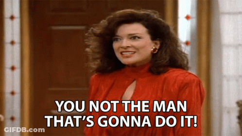 Woman In Red Dress Says You Not The Man That's Gonna Do It GIF