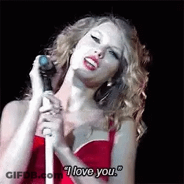 Woman In Red Dress Singing I Love You GIF