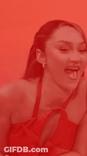 Woman In Red Dress Smiling GIF