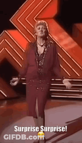 Woman In Red Dress Surprise Surprise GIF