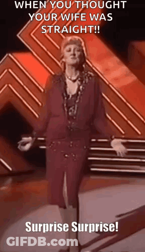 Woman In Red Dress Surprise Surprise GIF