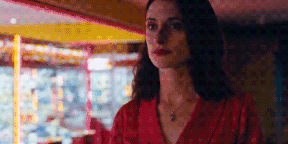 Woman In Red Dress Walk Slow GIF