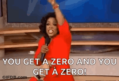Woman In Red Dress With Microphone Saying You Get A Zero And You Get A Zero GIF