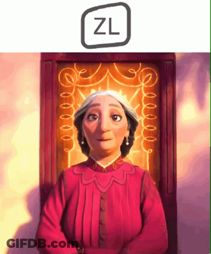 Woman In Red Dress With ZL Above Window GIF