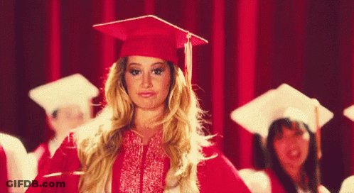 Woman In Red Graduation Cap And Gown GIF