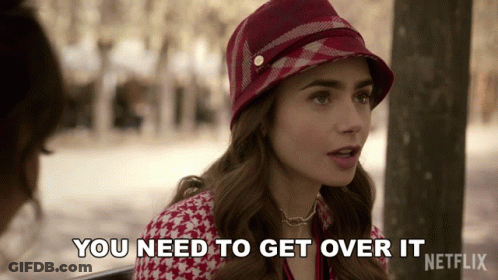 Woman In Red Hat Says Get Over It GIF