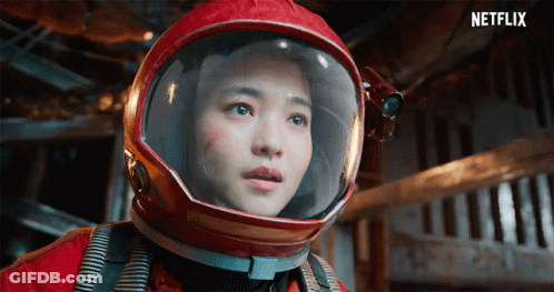 Woman In Red Helmet With Netflix Logo GIF