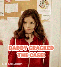 Woman In Red Hoodie In Front Of Daddy Cracked The Case Bulletin Board GIF