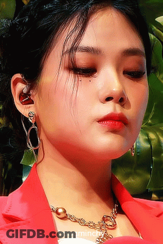 Woman In Red Jacket And Gold Necklace Saying Hongminch GIF