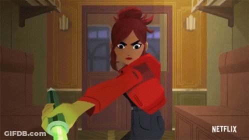 Woman In Red Jacket Holding Green Object Netflix GIF