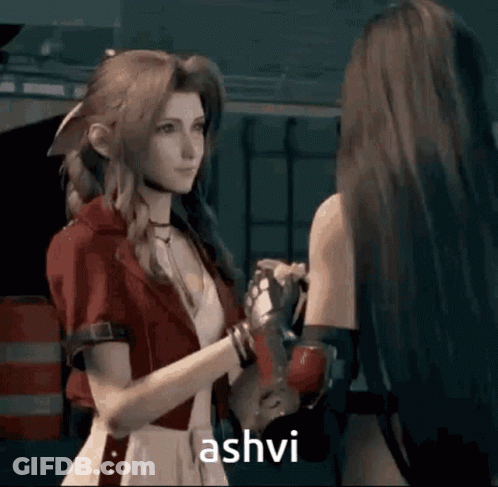 Woman In Red Jacket Saying Ashvi To Another GIF