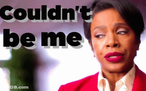 Woman In Red Jacket Saying Couldn't Be Me GIF