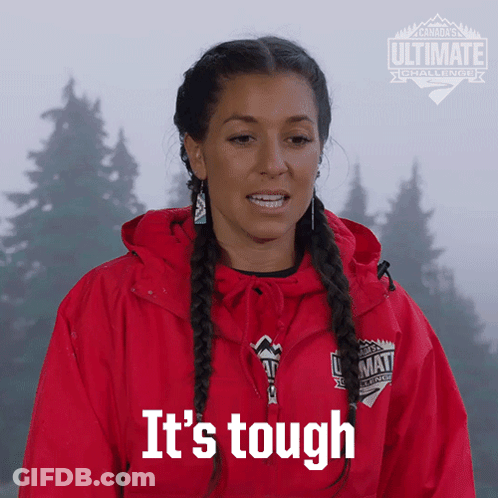 Woman In Red Jacket Saying It's Tough GIF