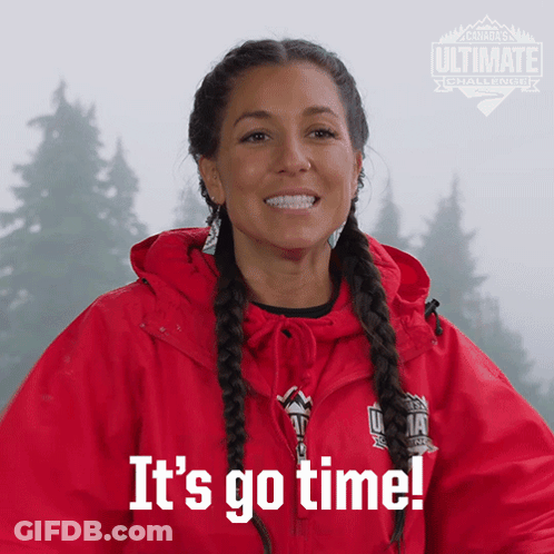 Woman In Red Jacket Saying Its Go Time GIF