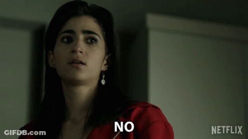 Woman In Red Jacket Saying No GIF