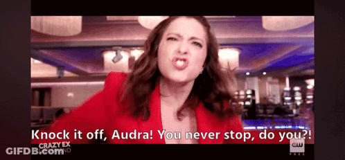 Woman In Red Jacket Says Knock It Off GIF