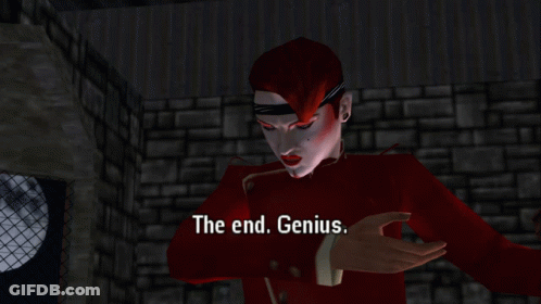 Woman In Red Jacket Says The End Genius GIF