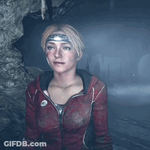 Woman In Red Jacket With Badge Saying A GIF