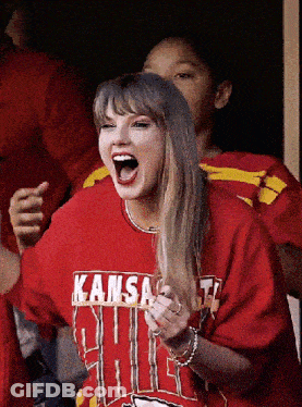 Woman In Red Kansas State Shirt Cheering GIF