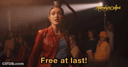 Woman In Red Leather Jacket Screaming Free At Last GIF