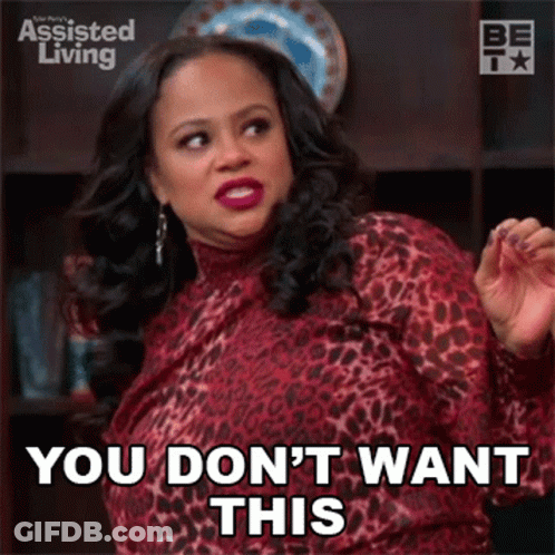 Woman In Red Leopard Print Top Saying You Don't Want This GIF