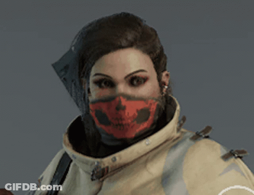 Woman In Red Mask With Skull GIF