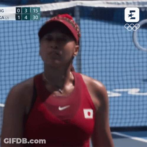 Woman In Red Nike Tank Top Score 0-3 GIF