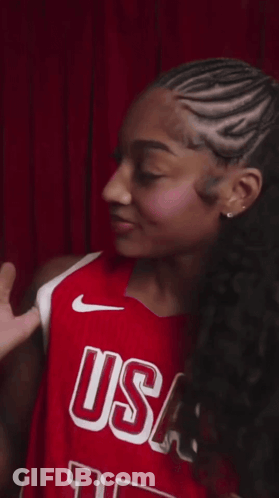 Woman In Red Nike USA Jersey GIF