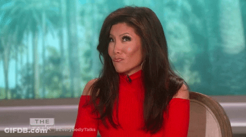 Woman In Red Off-Shoulder Top On TV Show GIF