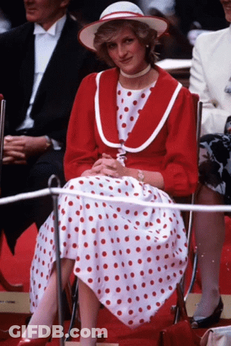 Woman In Red Polka Dot Dress Sitting GIF