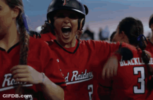 Woman In Red Raiders Jersey Screams GIF