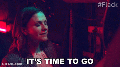 Woman In Red Room Says It's Time To Go GIF