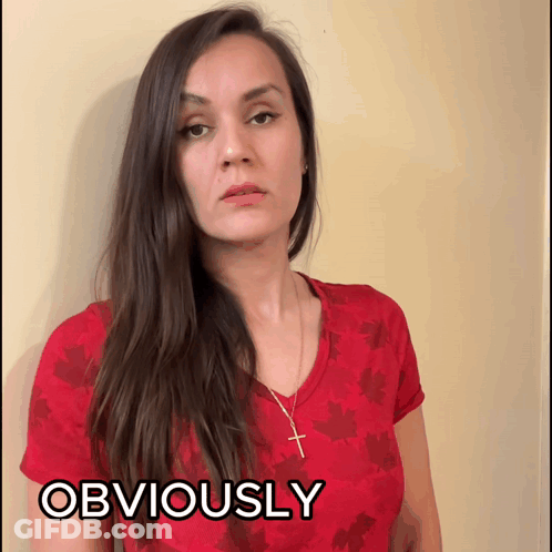 Woman In Red Shirt And Cross Necklace Saying Obviously GIF