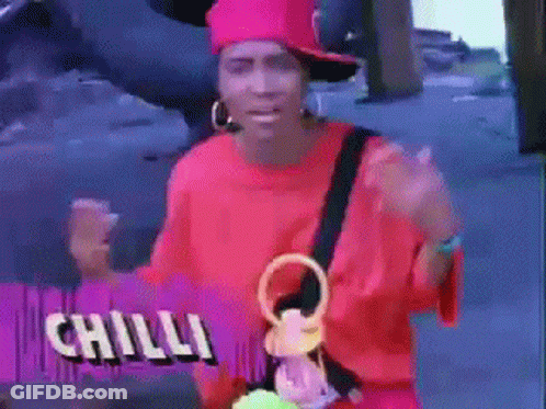 Woman In Red Shirt And Pink Hat Chilli Sign GIF