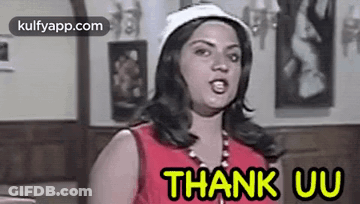Woman In Red Shirt And White Hat Saying Thank You GIF