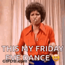 Woman In Red Shirt Dancing GIF