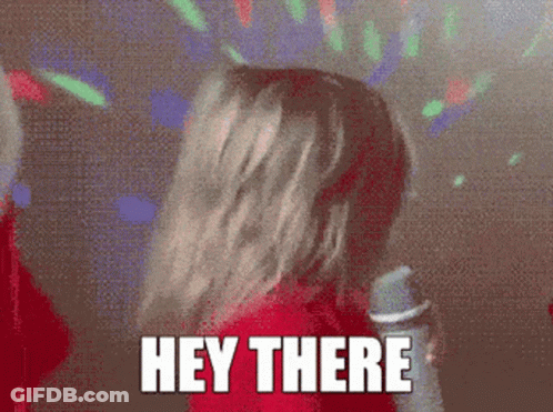 Woman In Red Shirt Dancing Disco Ball Hey There GIF