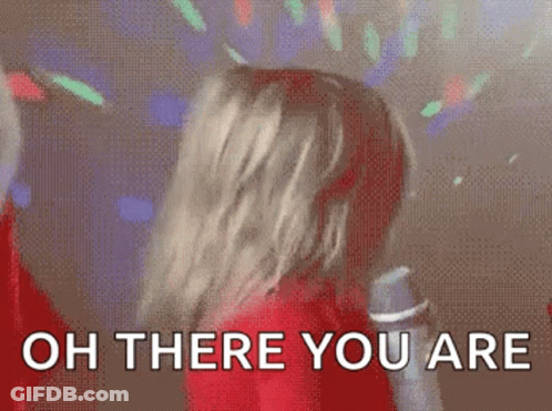 Woman In Red Shirt Dancing Saying Oh There You Are GIF