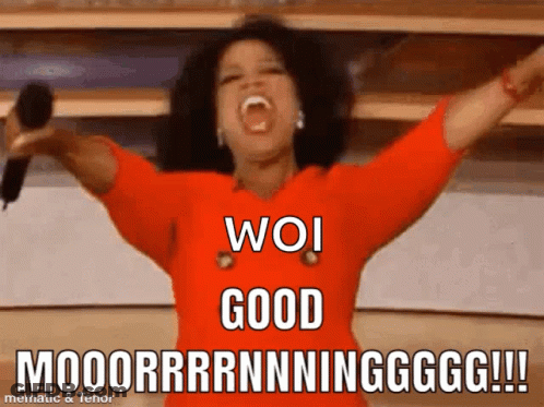 Woman In Red Shirt Holding Microphone Saying Woi Good GIF