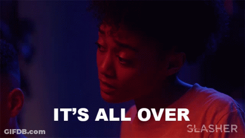 Woman In Red Shirt It's All Over Slasher GIF
